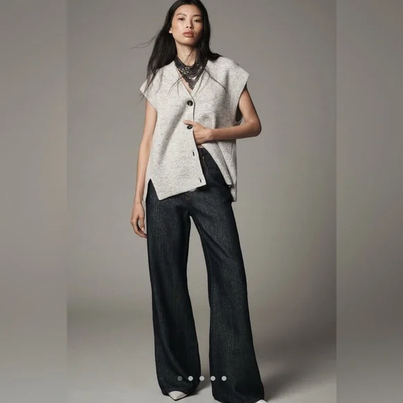 Farm Rio DENIM SHINE WIDE LEG PANTS - Picture 2 of 12